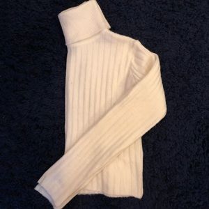white cropped turtle neck sweater